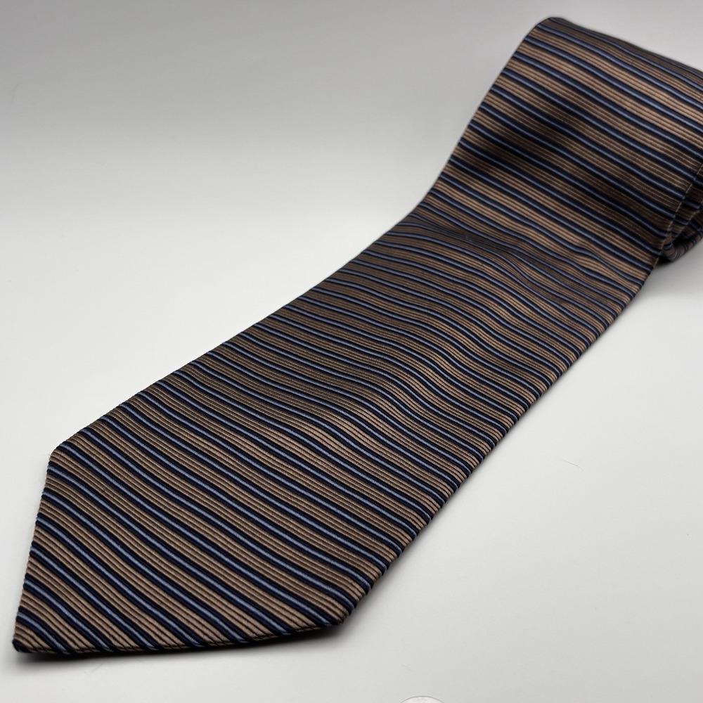 Brooks Brothers Makers Silk Blue Brown Striped Men's Neck Tie